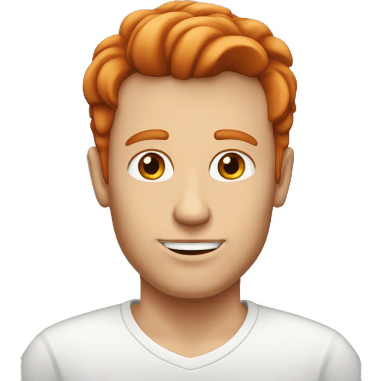 A white guy with red hair that is slightly long. He has a big forehead emoji