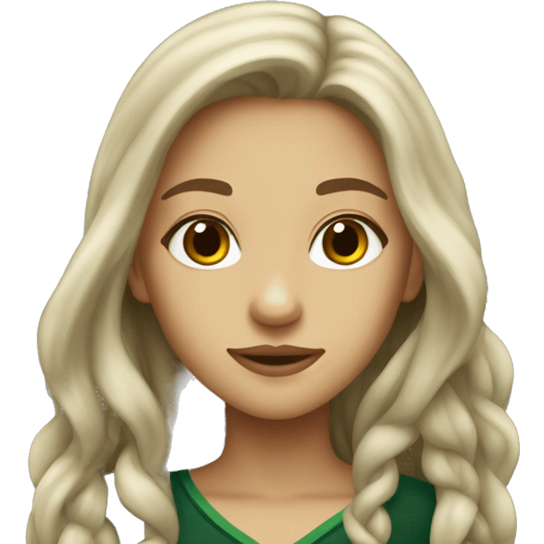 Slytherin girl with brown long hair emoji