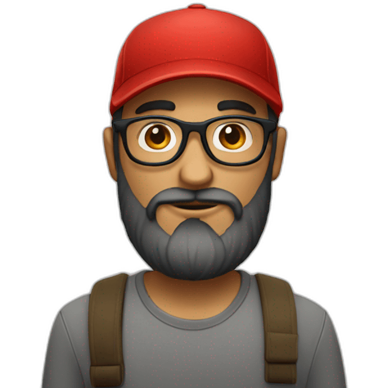 bearded portuguese designer with glasses and a red cap emoji