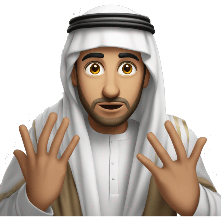 Arab holding his head with his hands photorealistic serious emoji