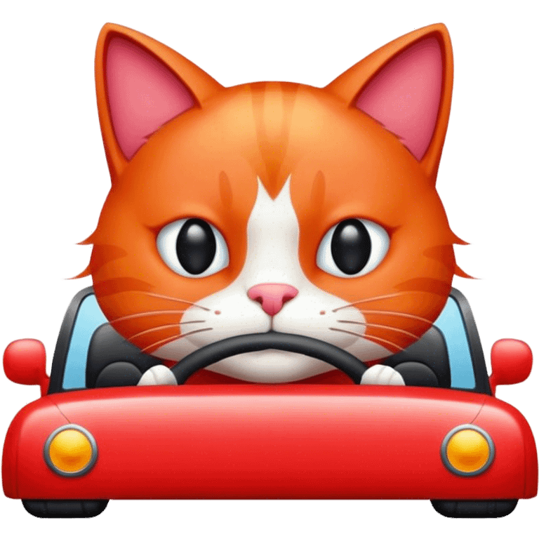 Red cat driving  emoji