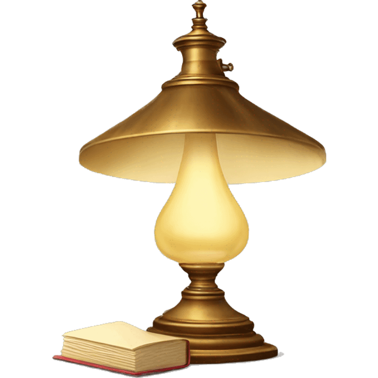 vintage lamp with open book emoji