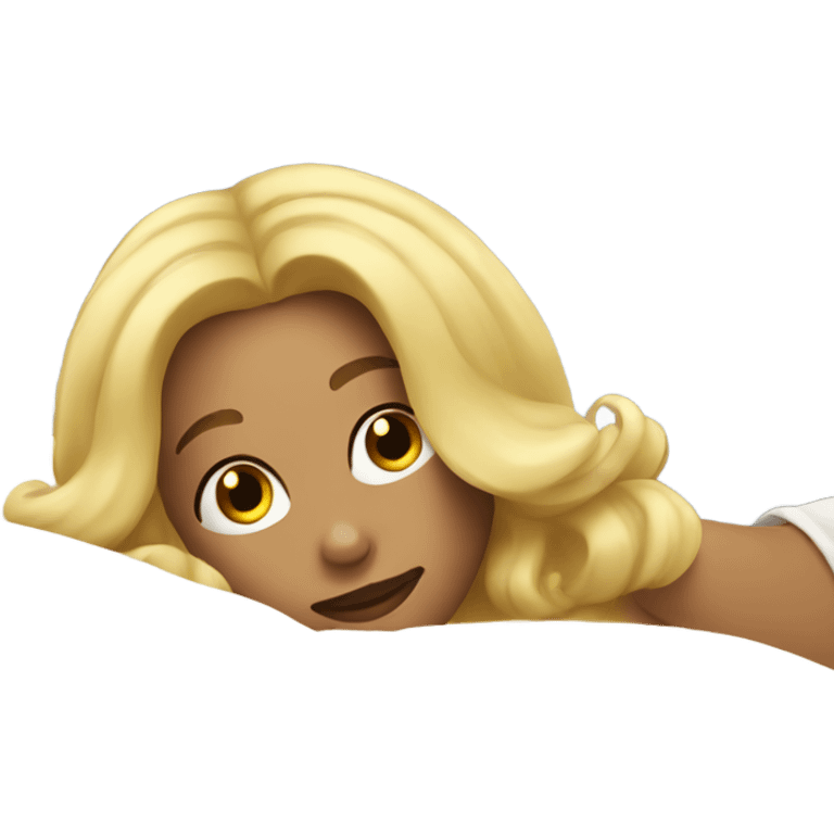 Blonde girl laying in bed emoji