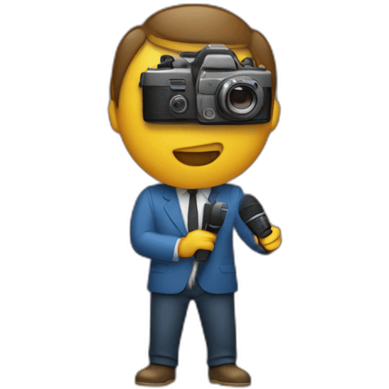 Reporter with a camera and a microphone emoji