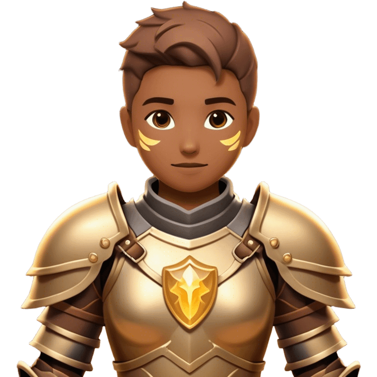 Clash of Clans aesthetic: Cinematic Playful 3D Isometric Armor Portrait Emoji, rendered in a 3D vector-style similar to standard emojis with minimal shading and bold, simplified shapes. A compact, distinct form with signature details, softly glowing with a fantasy RPG magic charm. Simplified yet unmistakably iconic, highly detailed and consistent, glowing with a soft radiance and high shine. Stylized with a touch of heroic grandeur and a soft glowing outline, capturing the essence of a beloved gaming relic with a friendly, playful manner! emoji