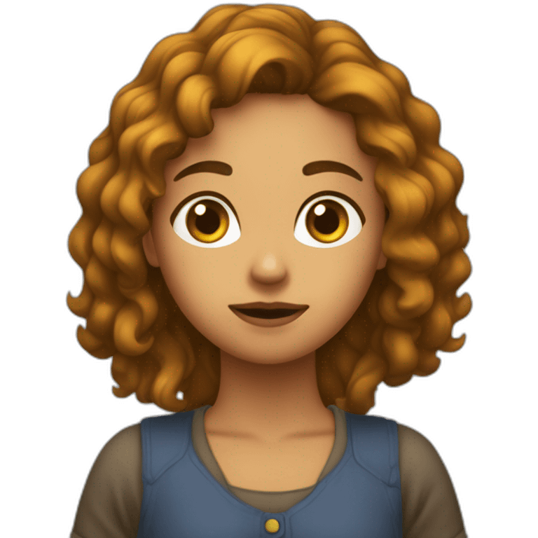 Chica caucásica pelo marrón largo ondulado llorando emoji