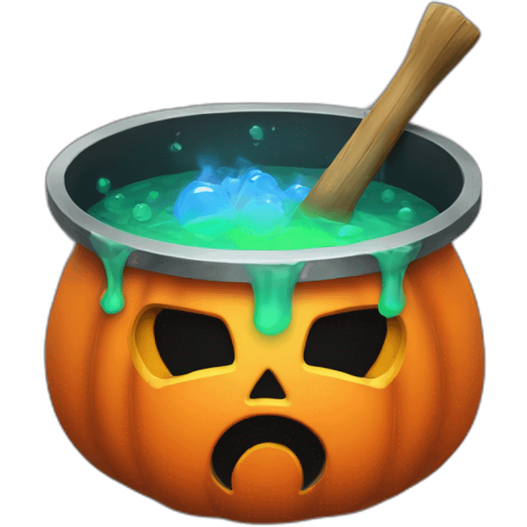 halloween cauldron with colorful poisons emoji