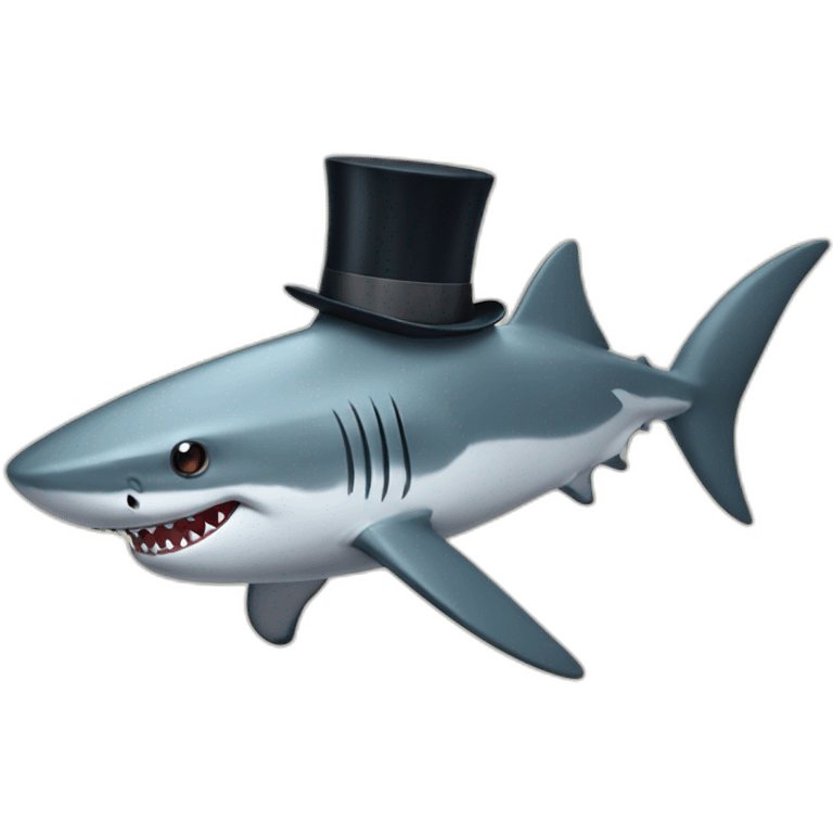 Shark with a top hat  emoji