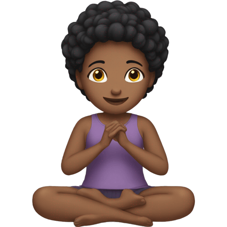 Woman sitting with bare feet in leggings making her promise emoji