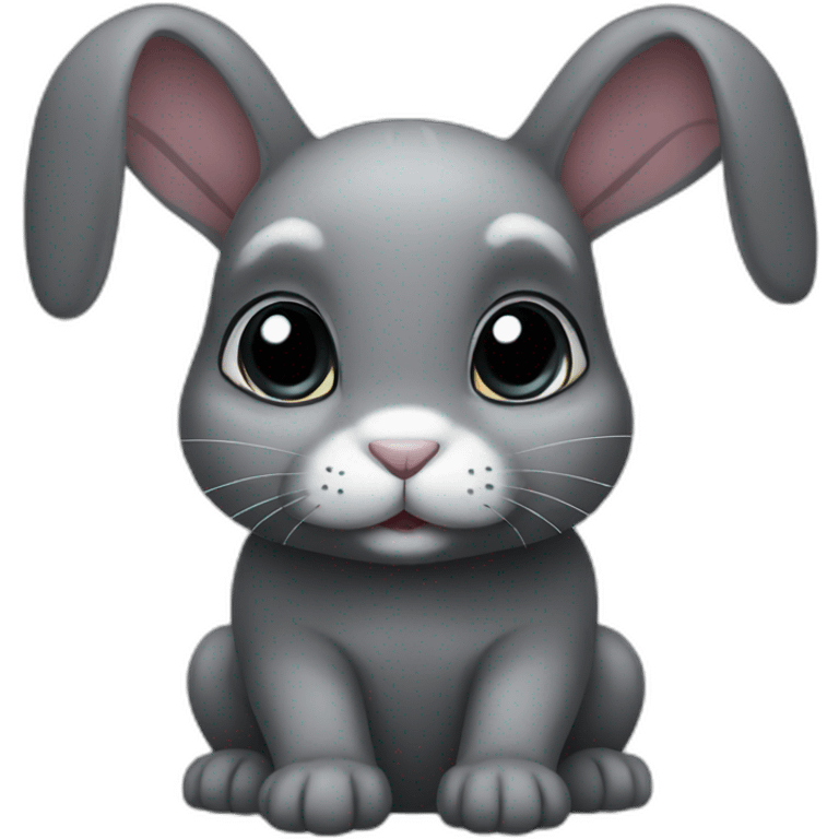 Dark Grey baby rabbit with dark eyes emoji