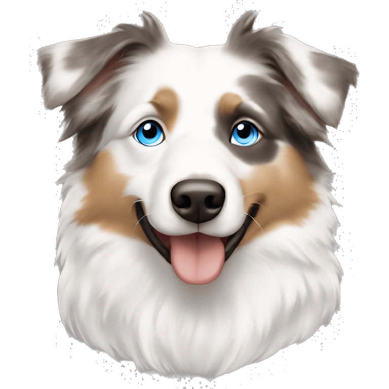 White with a little bit of beige australian shepherd with walleyed blue eyes  emoji