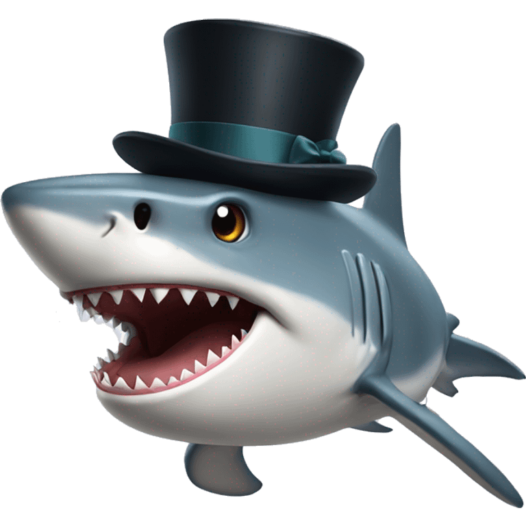 Shark with a top hat emoji