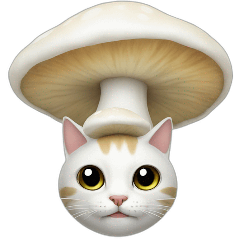 Cat with a white mushroom hat, and one face emoji