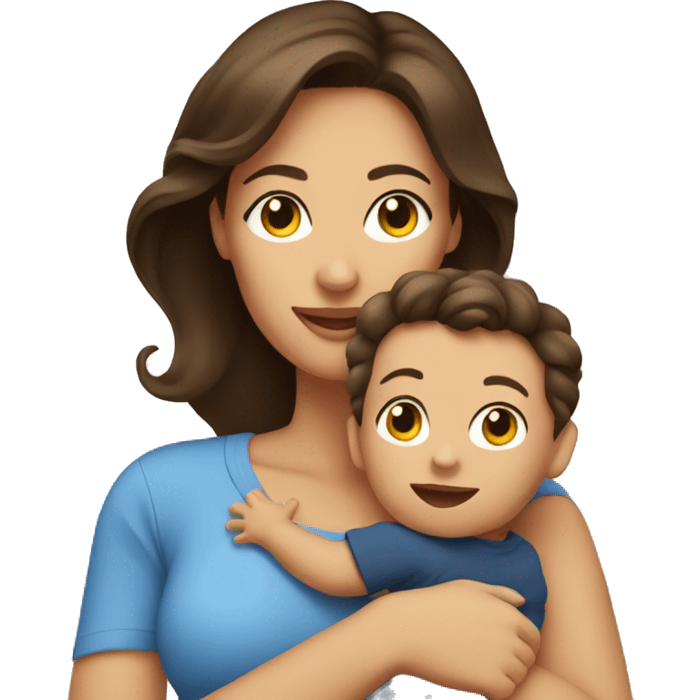 Brunette mom with baby boy emoji