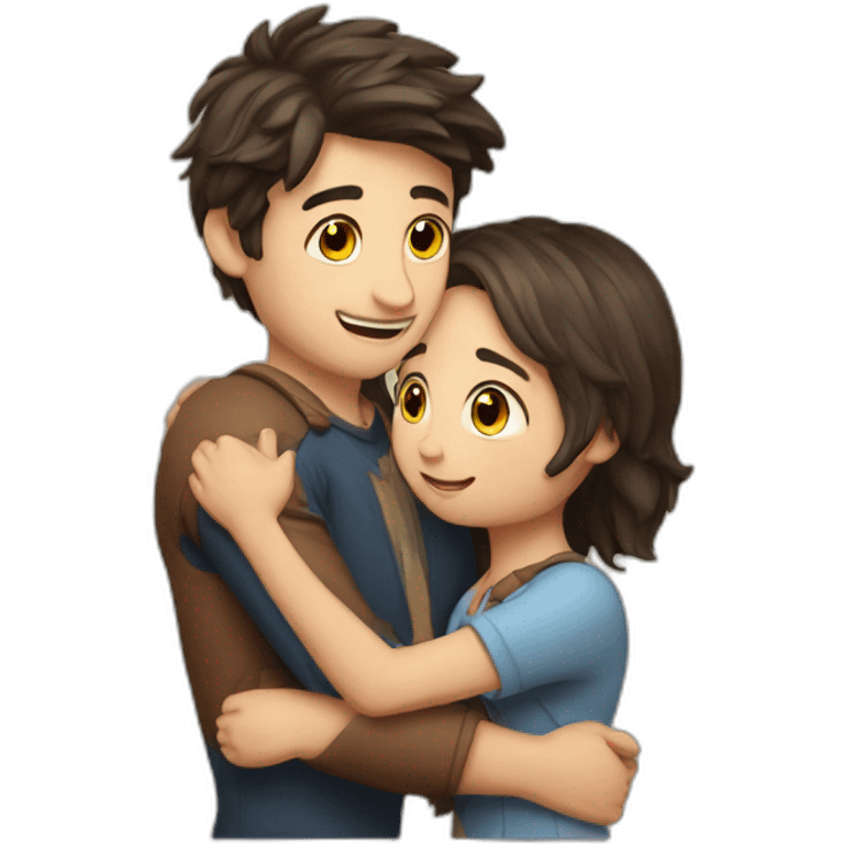 Girl hug guy friend european emoji