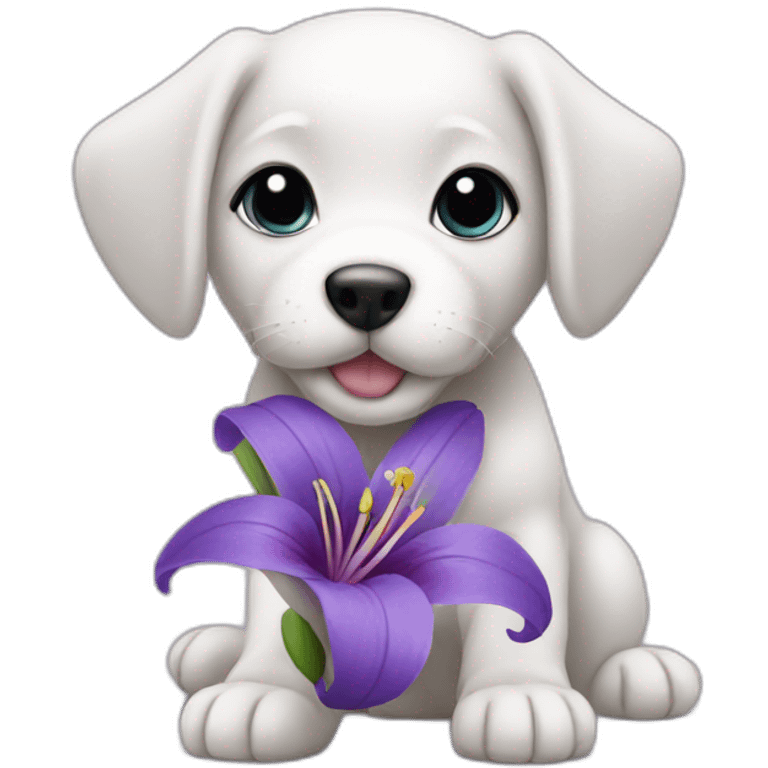 purple puppy with lily emoji