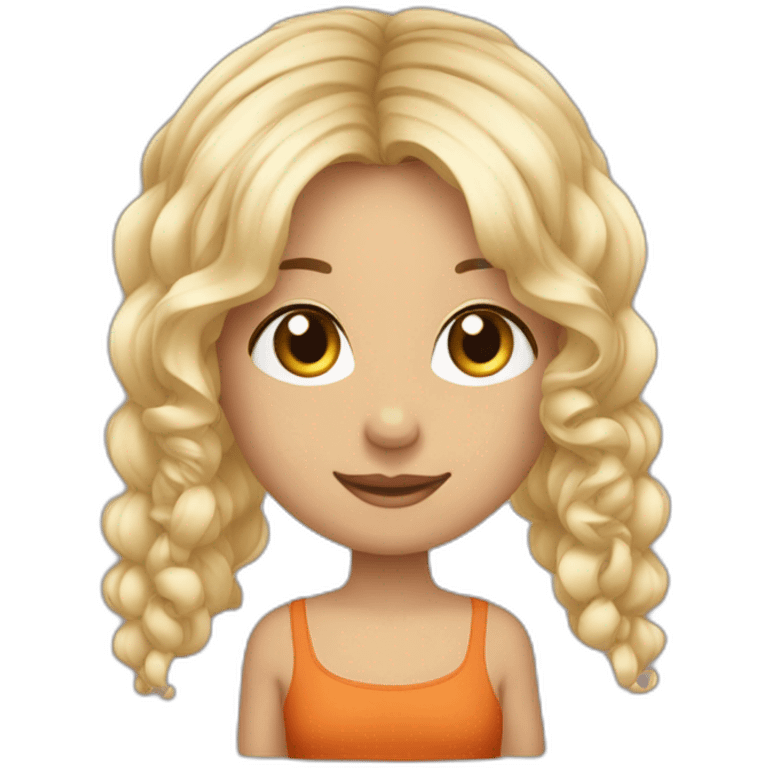 Criança de cabelo loiro enrolado e branca sorrindo emoji