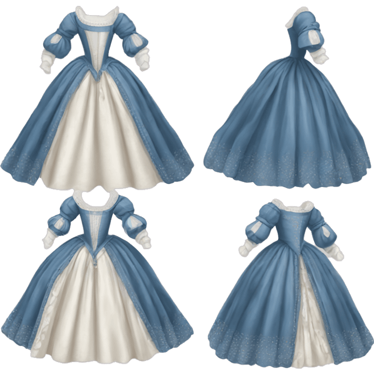 17th century gown with pink white and blue  emoji