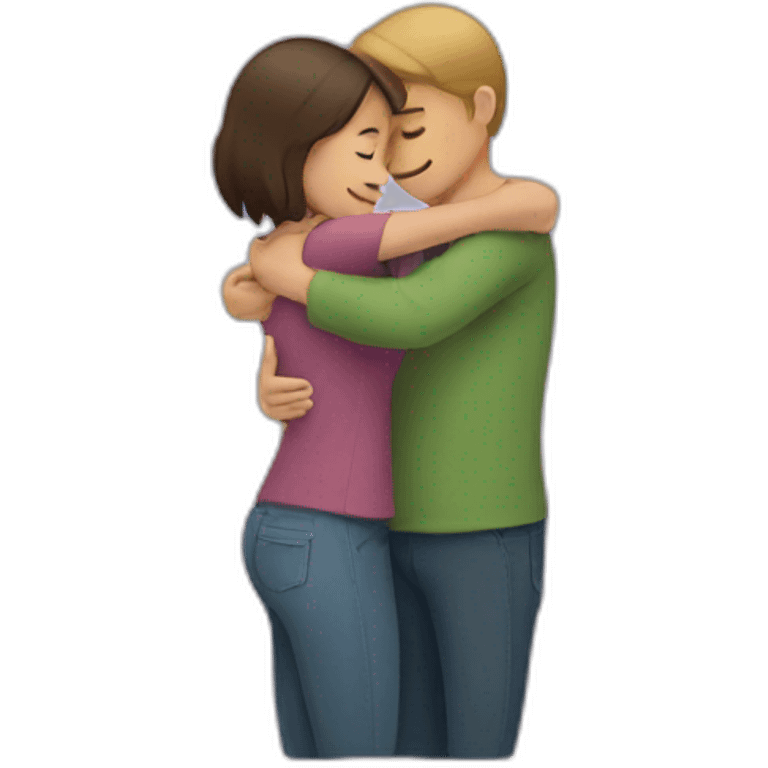 Hug with male female  emoji