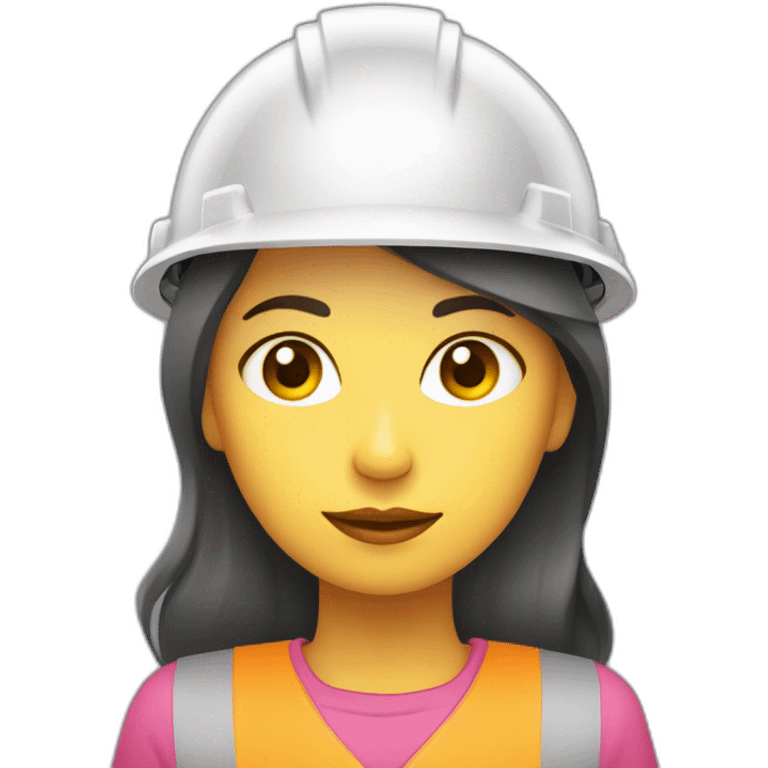 MUJER CON CABELLO AMARILLO INGENIERA EN CONSTRUCCIÓN CON CASCO DE SEGURIDAD BLANCO Y PLAYERA ROSA emoji