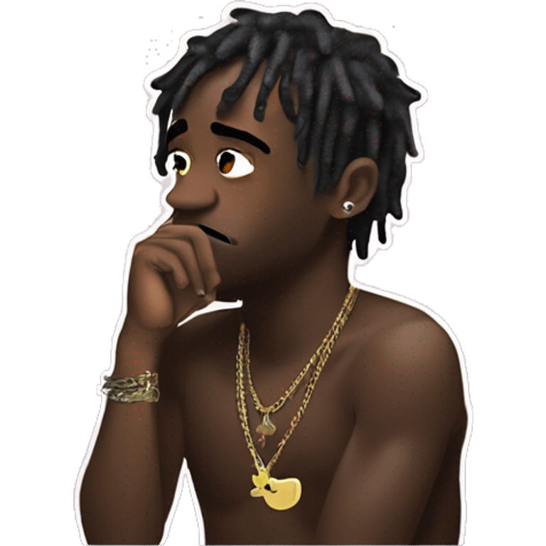 Lil uzi vert thoughtful with his hand on his chin emoji