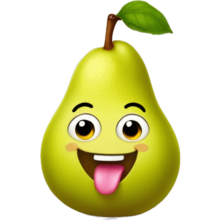 Cute pear with tongue emoji