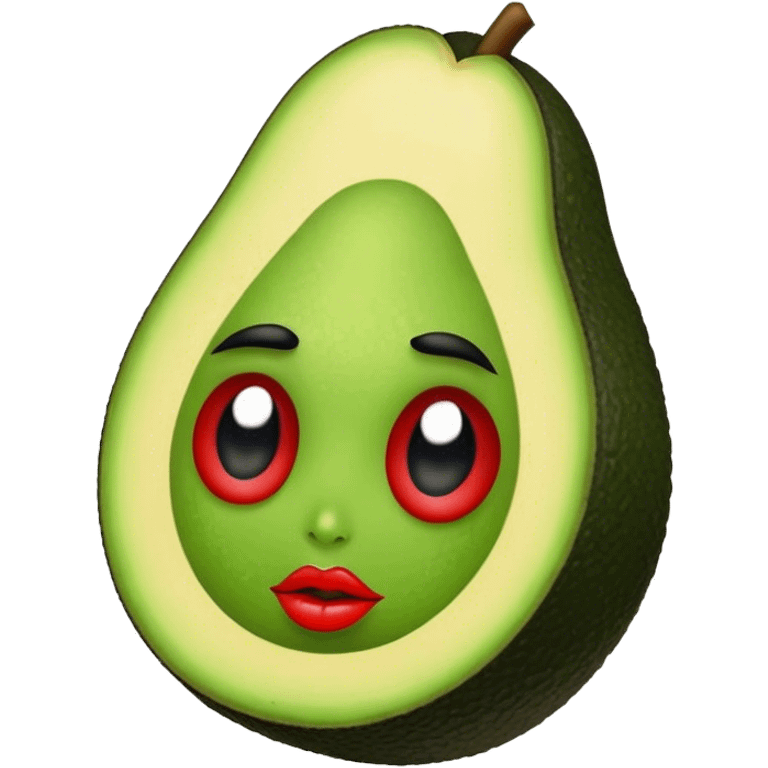 Un aguacate con labios grandes y ojos  emoji