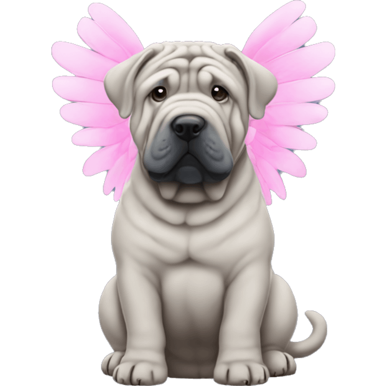 Blue shar Pei with pink angel wings emoji