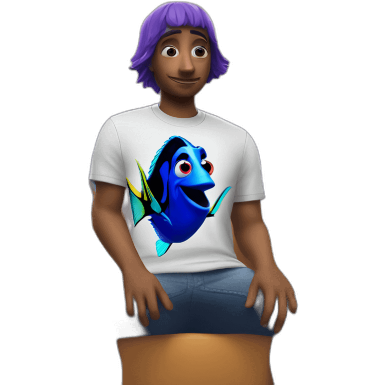 finding dory wearing fortnite t shirt emoji