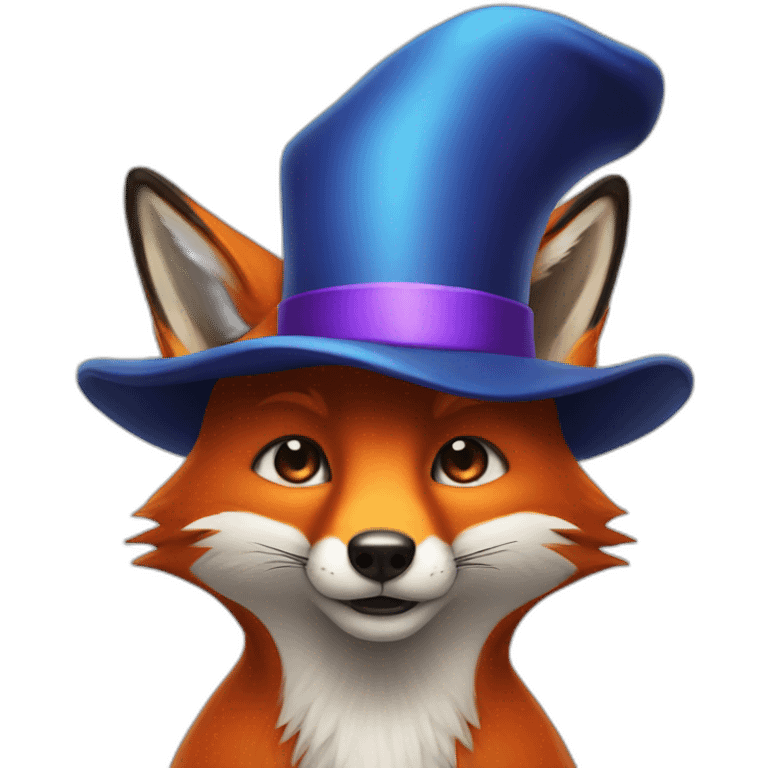 a fox with a hat of a magician oh his head emoji