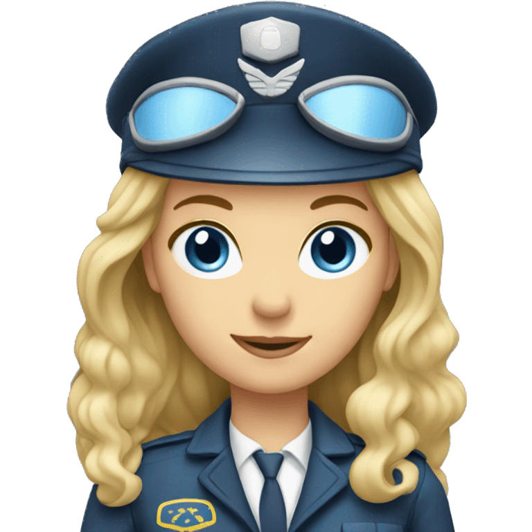 Female pilot with blond long hair blue eyes emoji