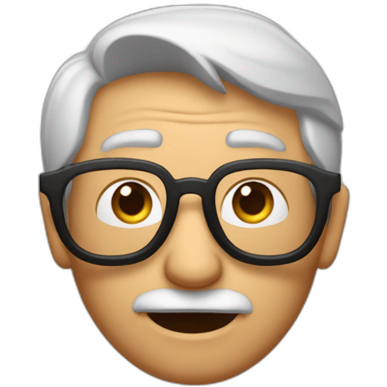 Un señor senior estilo Pixar con gafas y pelo corto emoji