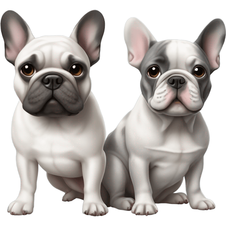 A merle French bulldog and a gray French bulldog emoji