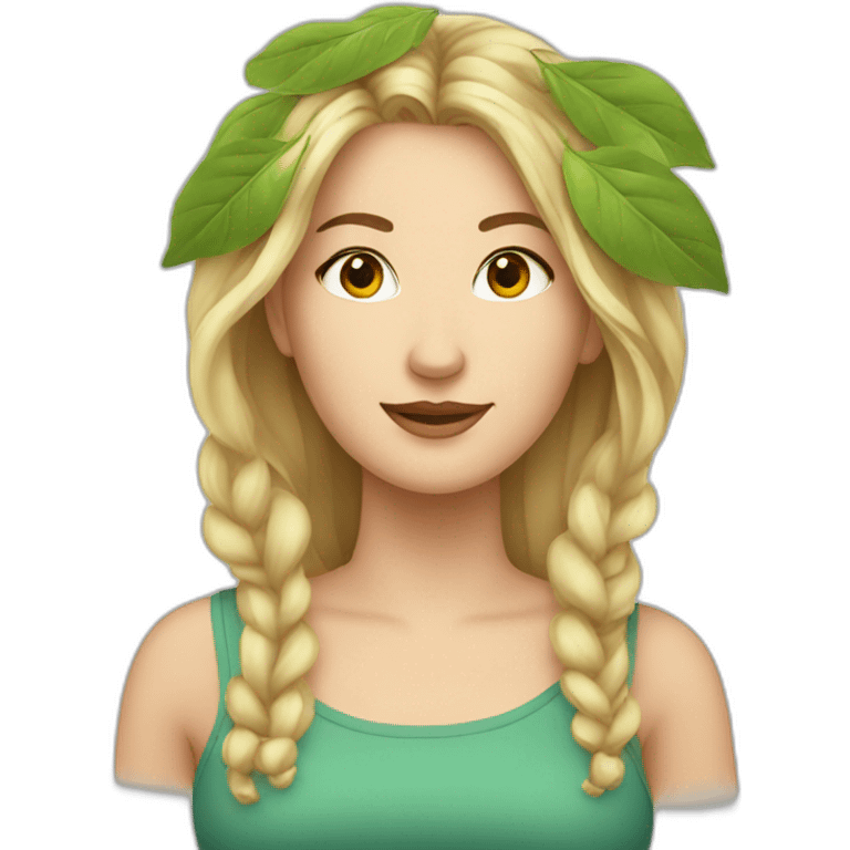 Pretty white Woman with leaves in hair emoji