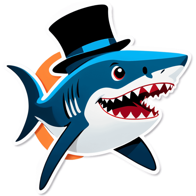 Shark with a top hat emoji