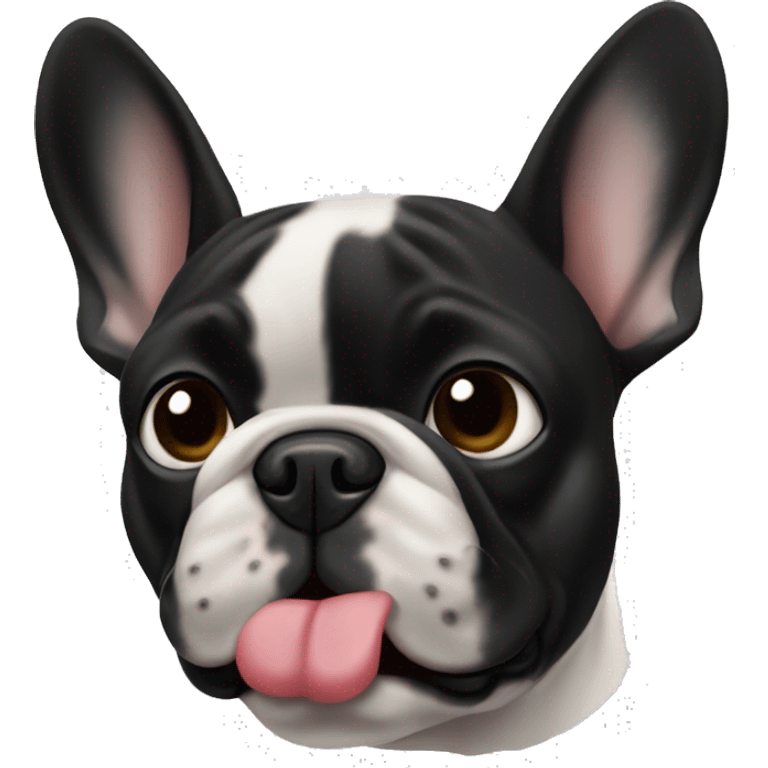 French Bulldog black am ran  with one bent ear emoji