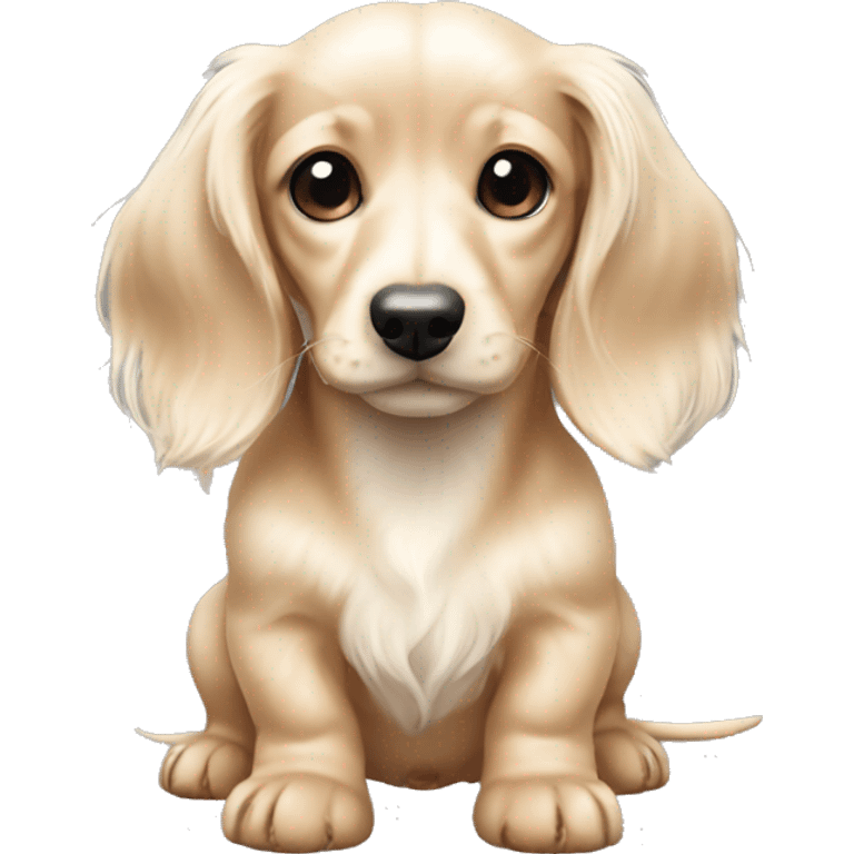 mini long haired puppy dachshund cream white colors foolish emoji