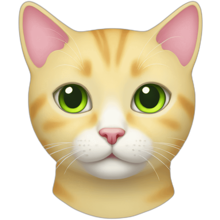 yellow shorthair cat with green eyes and pink nose emoji