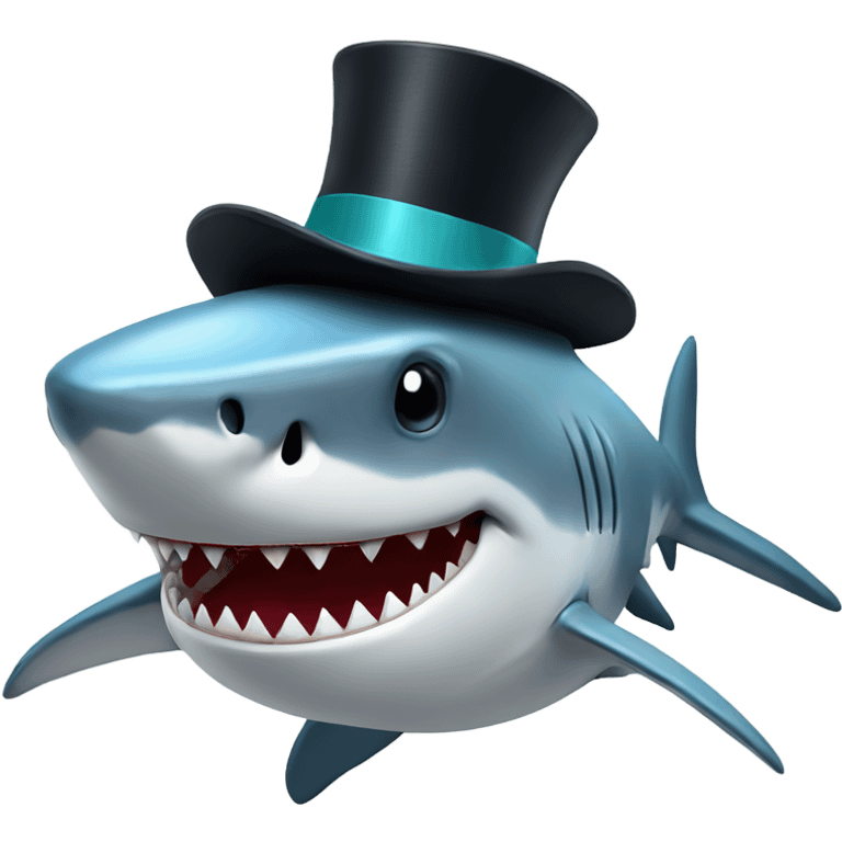 Shark with a top hat emoji