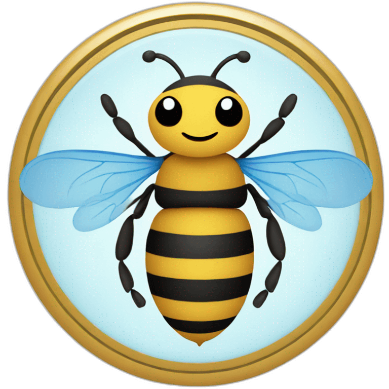 a bee, surrounded by a blue circle emoji