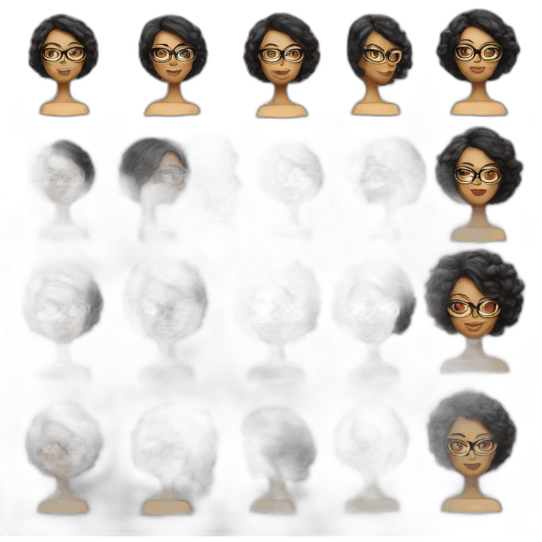 Femme cheveux lisse noir et lunette emoji