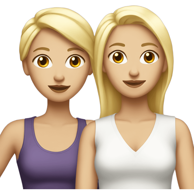 Blonde and brunette white lesbian couple  emoji