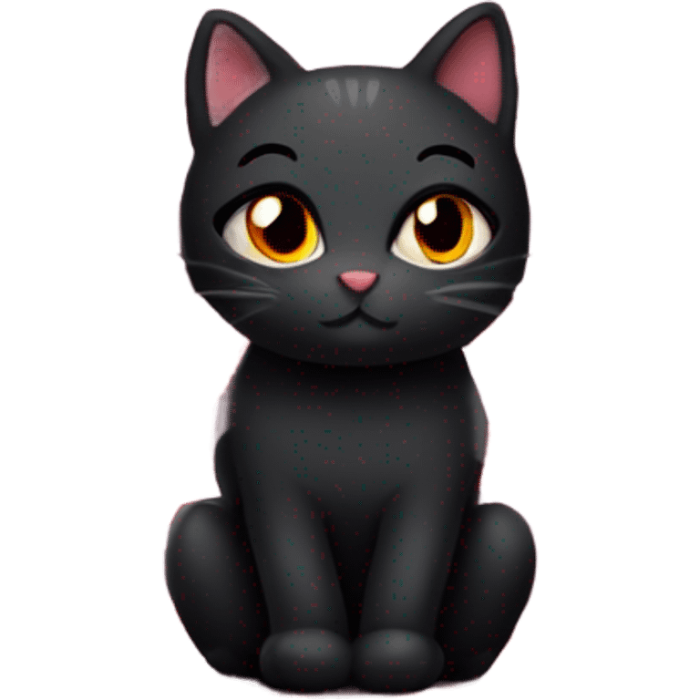 Black cat with red hearts  emoji