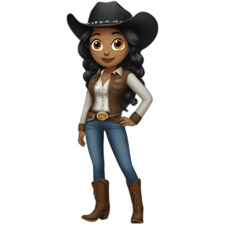 cowgirl straight black hair emoji