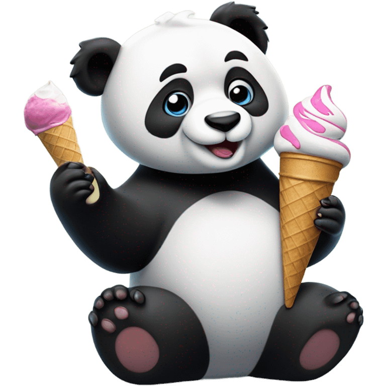 Panda eating ice cream emoji