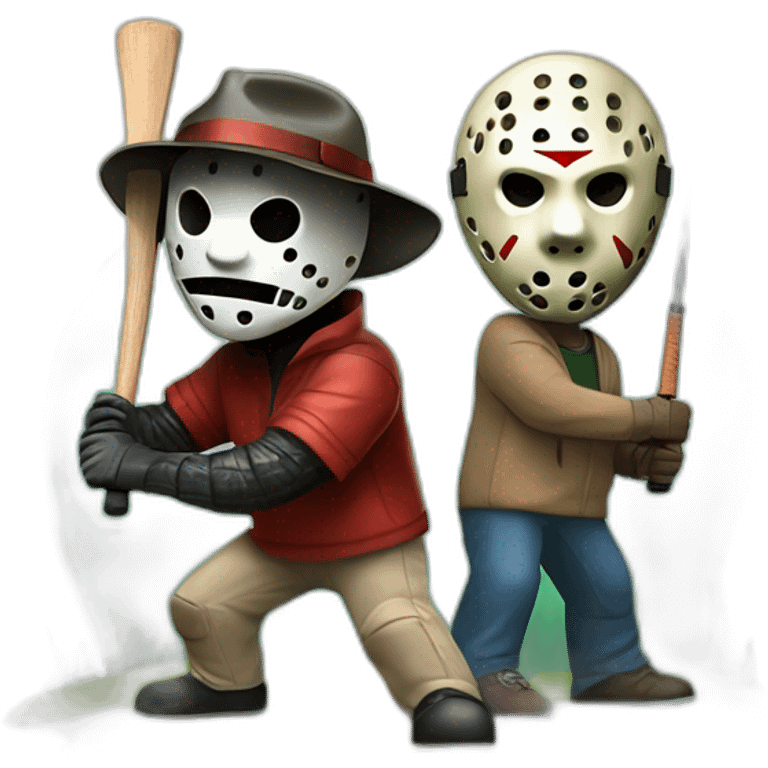 Freddy Kruger and Jason Voorhees and Michael Myers playing golf emoji