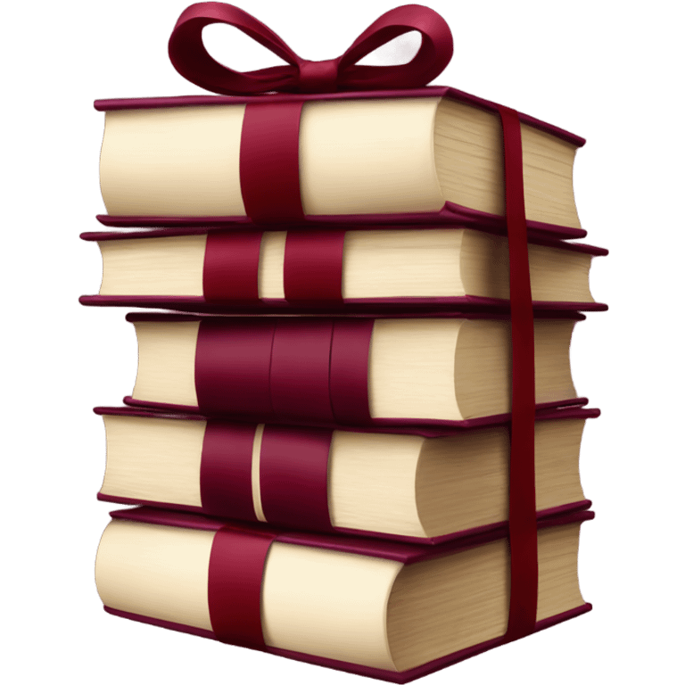 burgundy books stacked up and tied together by a burgundy bow emoji