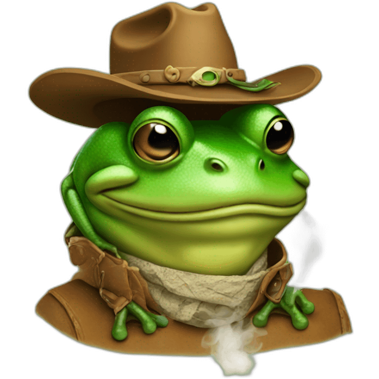 Smoking cowboy frog emoji