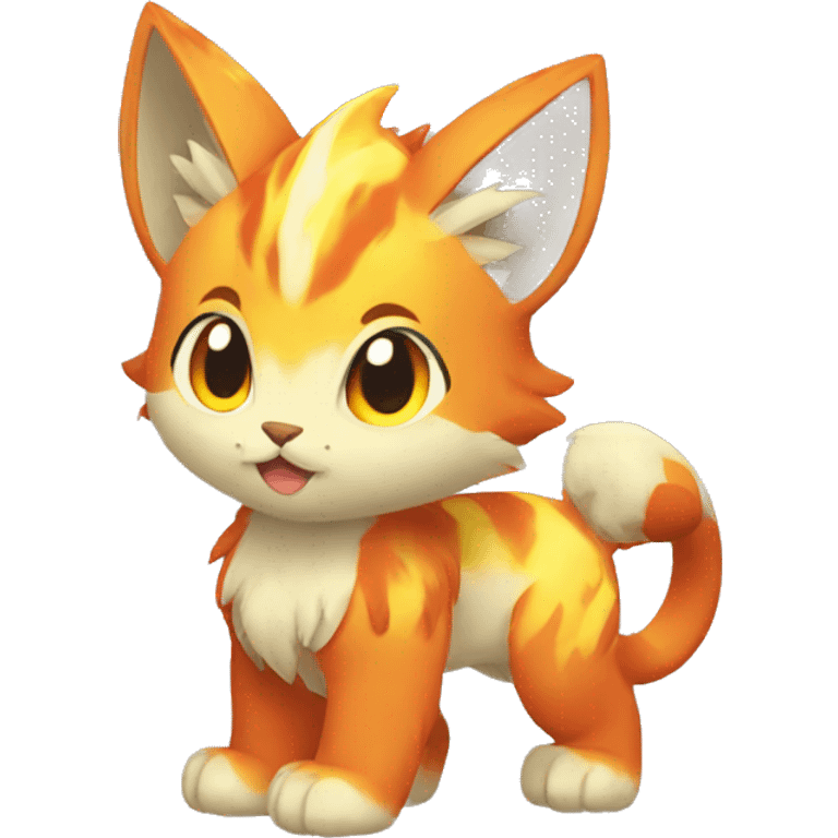 Red orange yellow Fire type lynx-Pokémon emoji