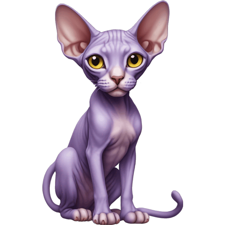 Purple sphynx cat on two legs emoji